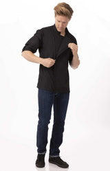 Hartford Men's Black Zipper XXL Chef Jacket by Chef Works - Front View