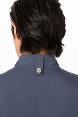 Hartford Men's Blue Zipper L Chef Jacket by Chef Works - Top-Down View