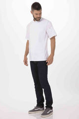 Springfield Men's White Zipper XS Chef Jacket by Chef Works - Top-Down View