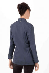 Hartford Women's Blue Zipper XS Chef Jacket by Chef Works - Front View