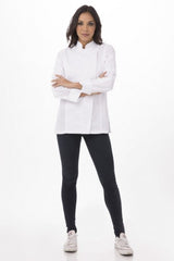 Hartford Women's White Zipper L Chef Jacket by Chef Works - Front View