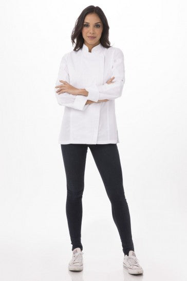 Hartford Women's White Zipper S Chef Jacket by Chef Works