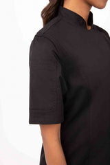 Springfield Women's Black Zipper XXL Chef Jacket by Chef Works - 45-Degree Angle