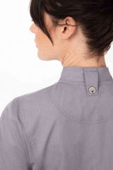 Springfield Women's Grey Zipper M Chef Jacket by Chef Works - 45-Degree Angle