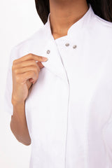 Roxby Women's White L Chef Jacket by Chef Works - Top-Down View
