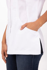 Roxby Women's White L Chef Jacket by Chef Works - 45-Degree Angle