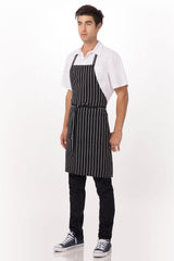Chalk Stripe Black Bib Apron by Chef Works - Side View
