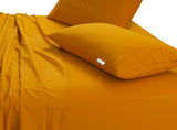 Elan Linen 100% Egyptian Cotton Vintage Washed 500TC Mustard Double Bed Sheets Set - Side View