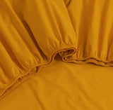 Elan Linen 100% Egyptian Cotton Vintage Washed 500TC Mustard Double Bed Sheets Set - Close-Up Angle