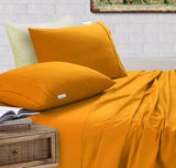 Elan Linen 100% Egyptian Cotton Vintage Washed 500TC Mustard Double Bed Sheets Set - Low Angle