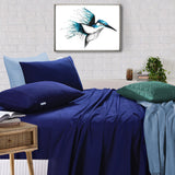Navy Blue Vintage Washed 100% Egyptian Cotton 500TC Double Bed Sheets Set by Elan Linen - Low Angle