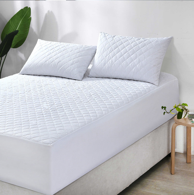 Luxury 100% Cotton Waterproof Quilted Mattress Protector - 50cm Deep Queen Size