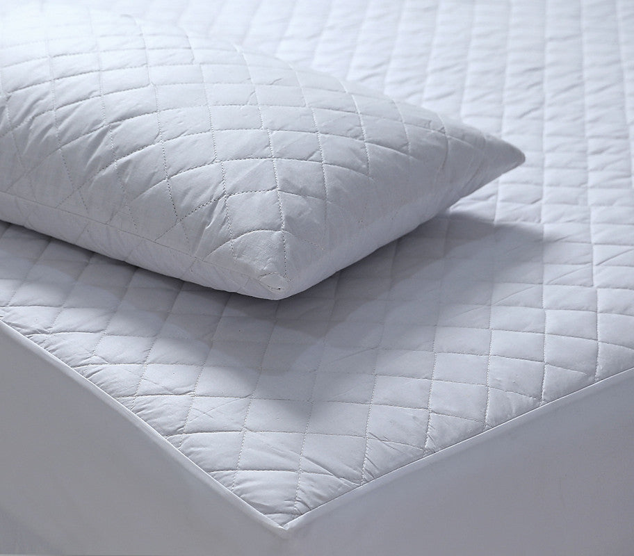 Luxury 100% Cotton Waterproof Quilted Mattress Protector with Fitted Skirt - 50cm Deep Single Size