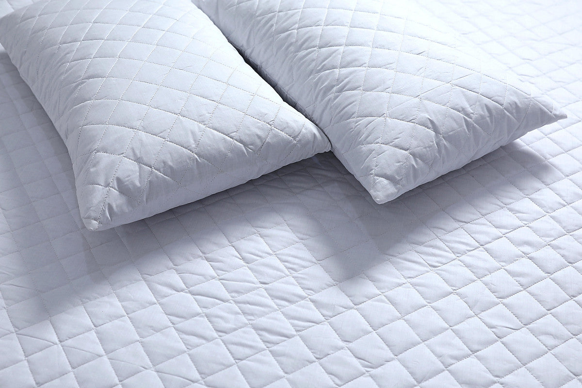 Luxury 100% Cotton Waterproof Quilted Mattress Protector with Fitted Skirt - 50cm Deep Single Size