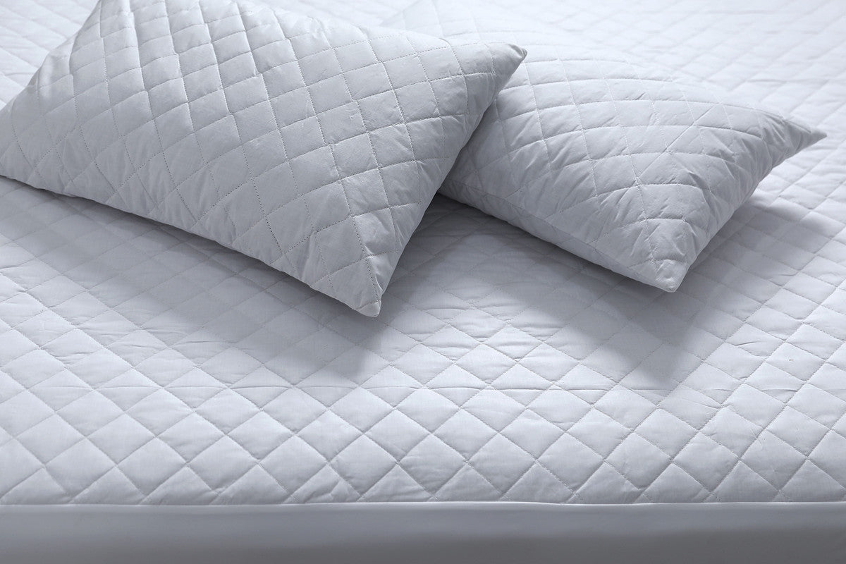 Luxury 100% Cotton Waterproof Quilted Mattress Protector with Fitted Skirt - 50cm Deep Single Size