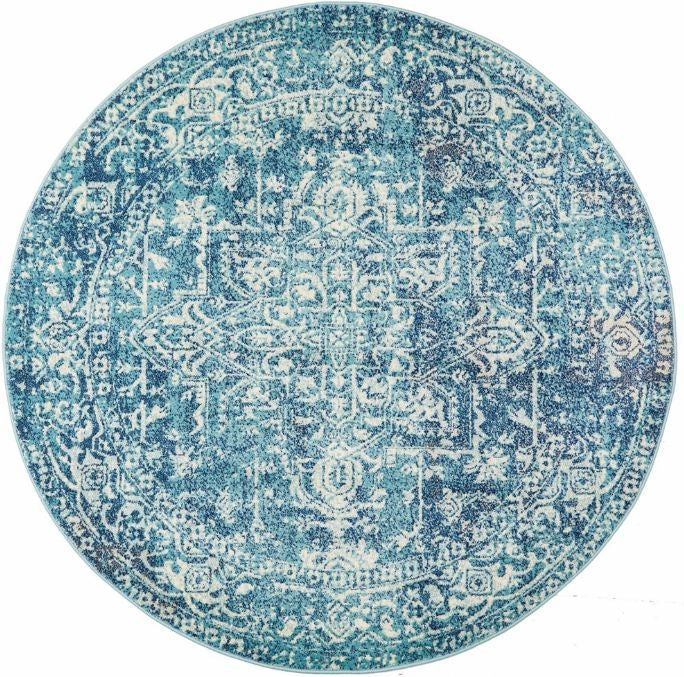 Evoke 253 Blue Round by Rug Culture -200X200CM - ROUND