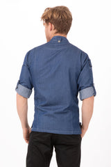 Gramercy Men's Denim Indigo Blue 3XL Zipper Chef Jacket by Chef Works - Front View