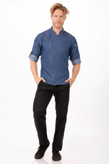 Gramercy Men's Denim Indigo Blue 3XL Zipper Chef Jacket by Chef Works - Side View