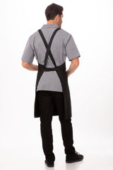 Cross-Back Black Bib Apron by Chef Works - Front View