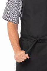 Cross-Back Black Bib Apron by Chef Works - Side View