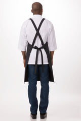 Cross-Back Black White Stripe Bib Apron by Chef Works - Front View
