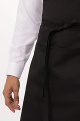 Butcher Black Bib Apron by Chef Works - Top-Down View
