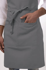 Butcher Grey Bib Apron by Chef Works - Side View