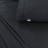 Elan Linen 100% Egyptian Cotton Vintage Washed 500TC Charcoal King Single Bed Sheets Set - Rear View