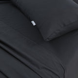 Elan Linen 100% Egyptian Cotton Vintage Washed 500TC Charcoal 50 cm Deep Mega King Bed Sheets Set - 45-Degree Angle