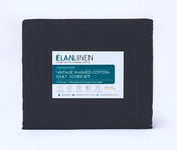 Elan Linen 100% Egyptian Cotton Vintage Washed 500TC Charcoal 50 cm Deep Mega King Bed Sheets Set - Close-Up Angle