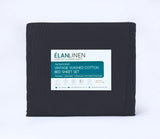 Elan Linen 100% Egyptian Cotton Vintage Washed 500TC Charcoal 50 cm Deep Mega King Bed Sheets Set - Low Angle