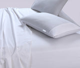 Elan Linen 100% Egyptian Cotton Vintage Washed 500TC White 50 cm deep Mega King Bed Sheets Set - 45-Degree Angle