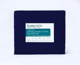Elan Linen 100% Egyptian Cotton Pre-Washed 500TC Navy Blue Mega Queen Bed Sheet Set with Deep Fitted Sheet - 45-Degree Angle