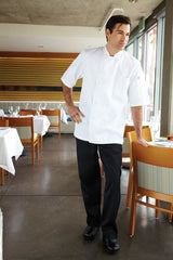 Essential Men's Black L Baggy Chef Pants by Chef Works - Side View