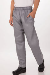 Essential Men's Small Checks XL Baggy Black Chef Pants by Chef Works - Front View