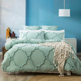 Moroccan 100% Cotton Chenille Vintage Washed Tufted Sage Quilt Cover Set by Renee Taylor Super King