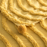 Wave Cotton Chenille Vintage Washed Tufted Mustard Throw by Renee Taylor
