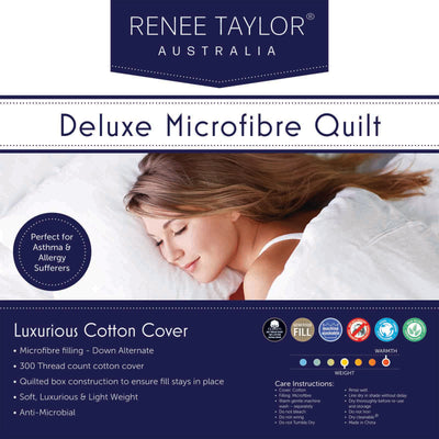 600 GSM Deluxe High Loft Quilt With Cotton Cover Premium Microfiber Filling by Renee Taylor Queen