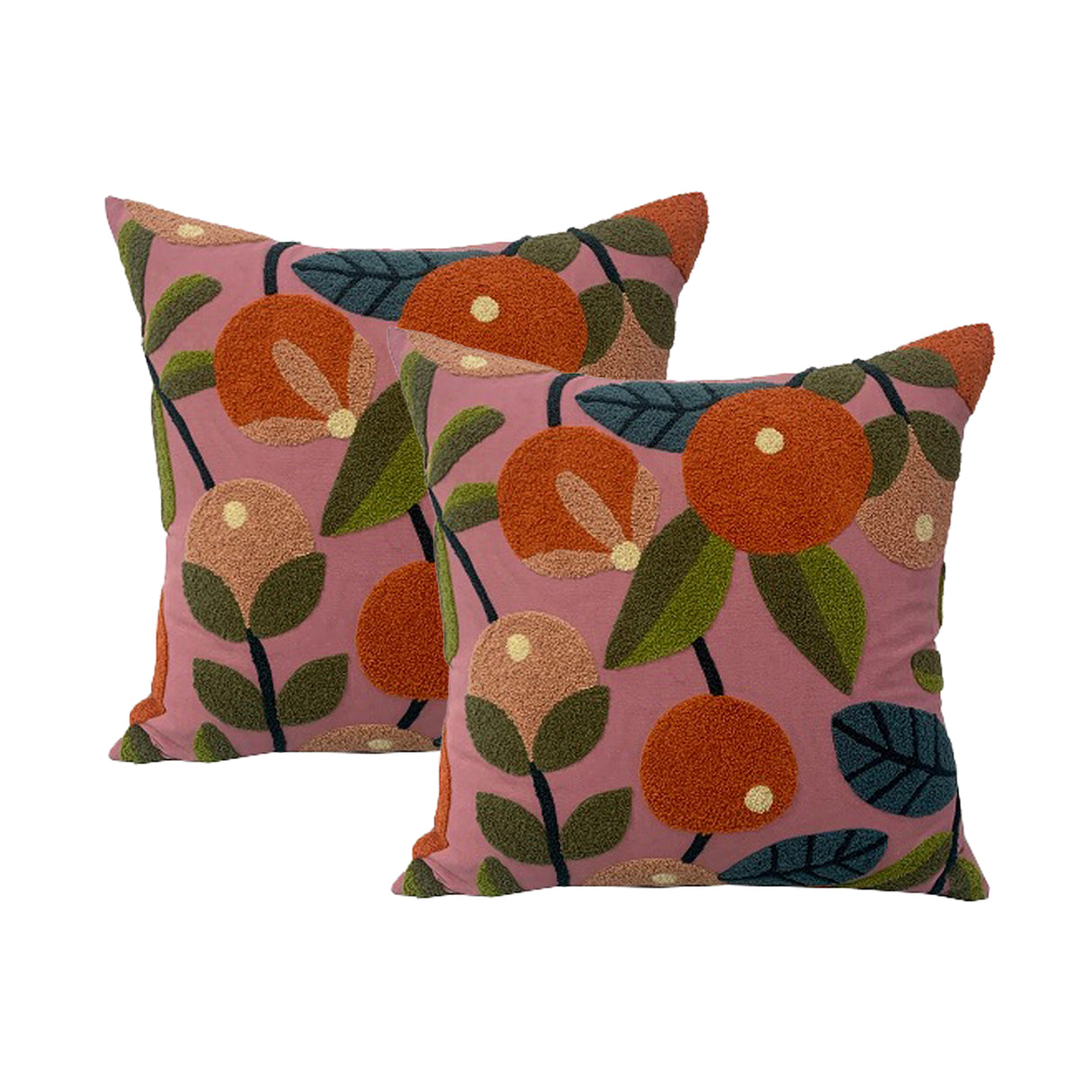 Mahina Bloom Twin Pack Cotton Embroidered Cushion Feather Filled by Cloud Linen