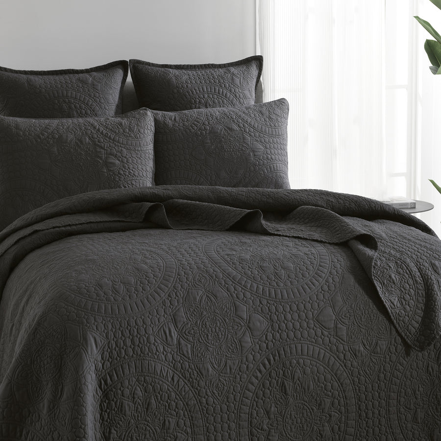 Asher Jacquard Coverlet Grey Set by Renee Taylor Single/Double