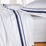 Cloud 1000 TC Egyptian Cotton White Navy Super King Sheet sets by Renee Taylor - Front View
