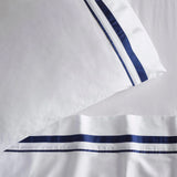 Cloud 1000 TC Egyptian Cotton White Navy Super King Sheet sets by Renee Taylor - Top-Down View