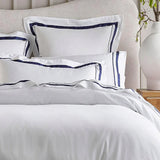 Cloud 1000 TC Egyptian Cotton White Navy Queen Quilt Cover Sets by Renee Taylor - Side View
