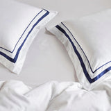 Cloud 1000 TC Egyptian Cotton White Navy King Quilt Cover Sets by Renee Taylor - Side View