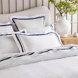 Cloud 1000 TC Egyptian Cotton White Navy European Pillowcase by Renee Taylor - Front View