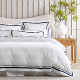 Cloud 1000 TC Egyptian Cotton White Navy European Pillowcase by Renee Taylor - 45-Degree Angle