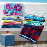 Renee Taylor 2 Pack Jacquard Velour Large Beach Towel 100 x 180 cms Fresh Catch - Front View