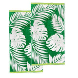 Renee Taylor 2 Pack Jacquard Velour Large Beach Towel 100 x 180 cms Tropical Green
