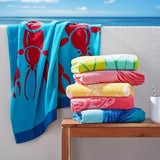 Renee Taylor 2 Pack Jacquard Velour Large Beach Towel 100 x 180 cms Surf - Side View