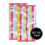 Renee Taylor 2 Pack Jacquard Velour Kids Beach Towel 75 x 150 cms Unicorn Rainbow